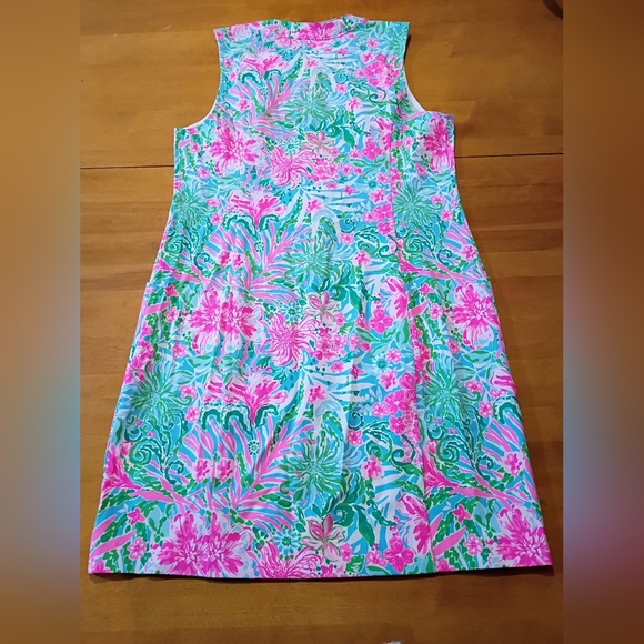 Lilly Pulitzer Vibrant Pink and Green Tropical Midi Dress - Picture 9 of 9